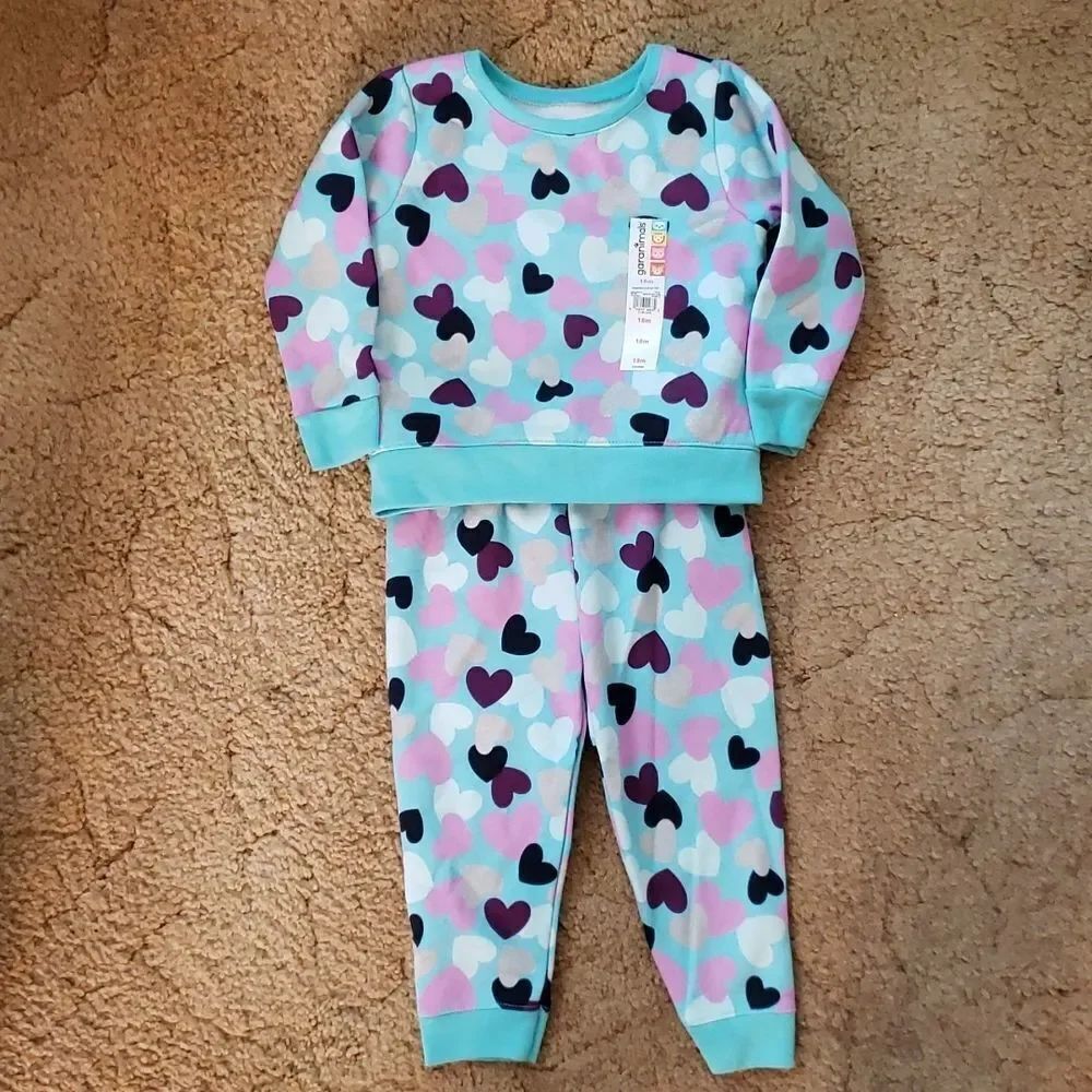 NWT Garanimals Heart Print Shirt Pants Outfit Sz 18 Mos